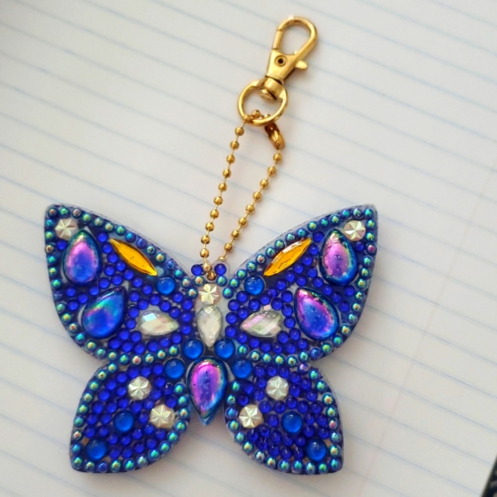 NWOT Handmade jeweled butterfly keychain